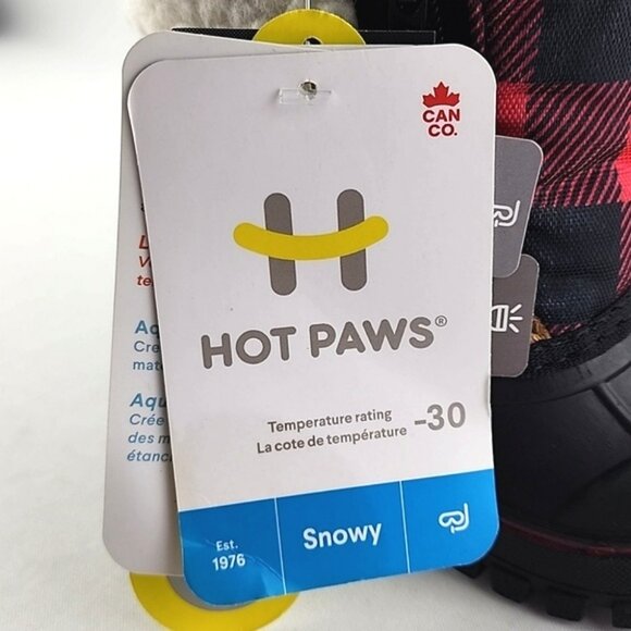 Hot Paws Kids Red Plaid Snow Boots Waterproof Insulated -30C Reflective Size 6 - Picture 13 of 16